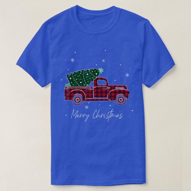 Camiseta Merry Christmas Buffalo Truck Tree Red Plaid for M (Diseño del anverso)