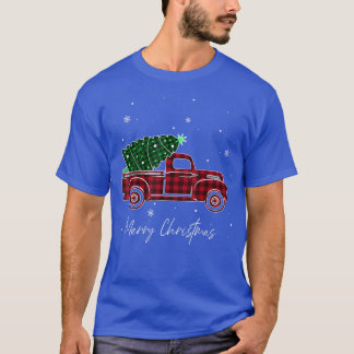 Camiseta Merry Christmas Buffalo Truck Tree Red Plaid for M