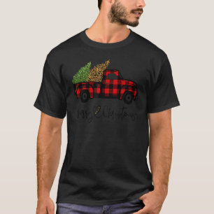 Camiseta Merry Christmas Buffalo Truck Tree Red Plaid Leopa