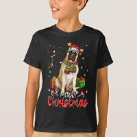 Merry Christmas Bullmastiff Santa Hat Tree Luces