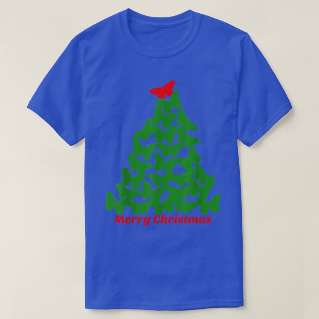 Camiseta Merry Christmas Butterfly Tree   Short Sleeve  (Diseño del anverso)