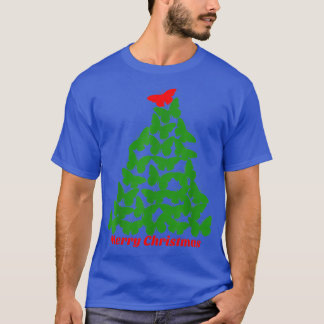 Camiseta Merry Christmas Butterfly Tree   Short Sleeve