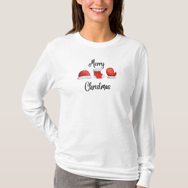 Camiseta MERRY CHRISTMAS Camisas básicas de manga larga (Anverso)