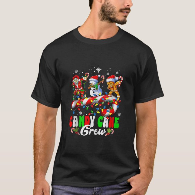 Camiseta Merry Christmas Candy Cane Crew Dabbing Santa Hat (Anverso)