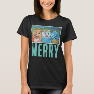 CAMISETA MERRY CHRISTMAS CATS LOUIS WAIN T-SHIRTS