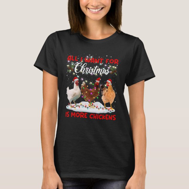 Camiseta Merry Christmas Chicken  Santa Hat Lights Xmas (Anverso)