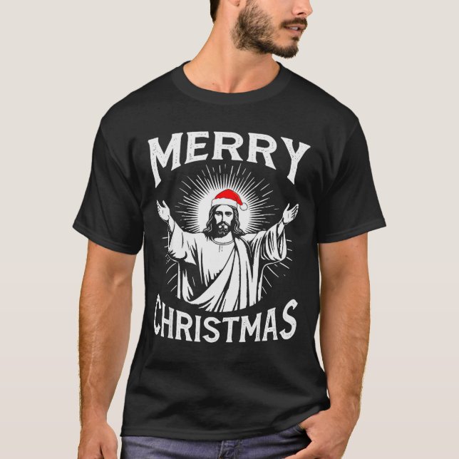 Camiseta Merry Christmas Christian Jesus Pajamas Pjs Xmas M (Anverso)
