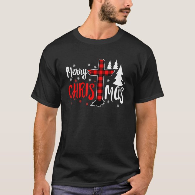 Camiseta Merry Christmas Christians Buffalo Plaid (Anverso)