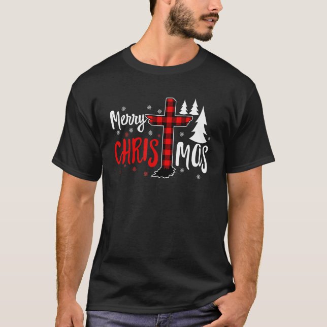 Camiseta Merry Christmas Christians Buffalo Plaid 1 (Anverso)