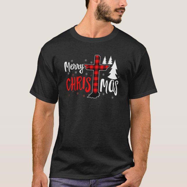 Camiseta Merry Christmas Christians Buffalo Plaid 2 (Anverso)