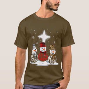 Camiseta Merry Christmas Cross Jesus Snowman Funny Xmas For