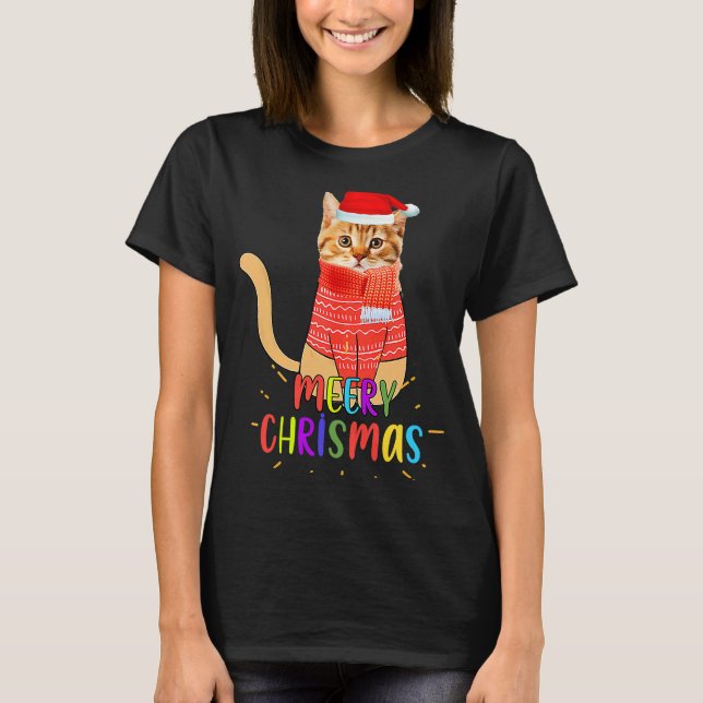 Camiseta Merry Christmas Cute Cat Christmas For Lovers (Anverso)
