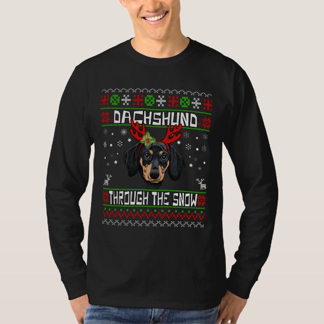 Camiseta Merry Christmas Cute Dachund Dachshund Through The (Anverso)