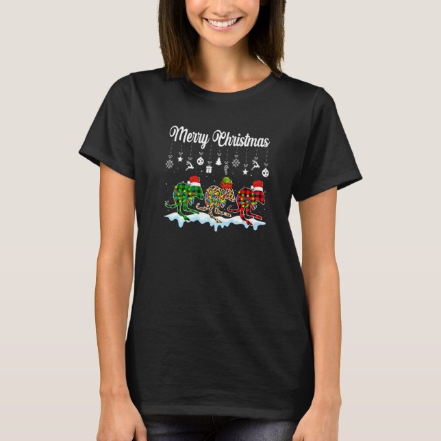 Camiseta Merry Christmas Cute Kangaroo  Xmas Leopard Plaid (Anverso)