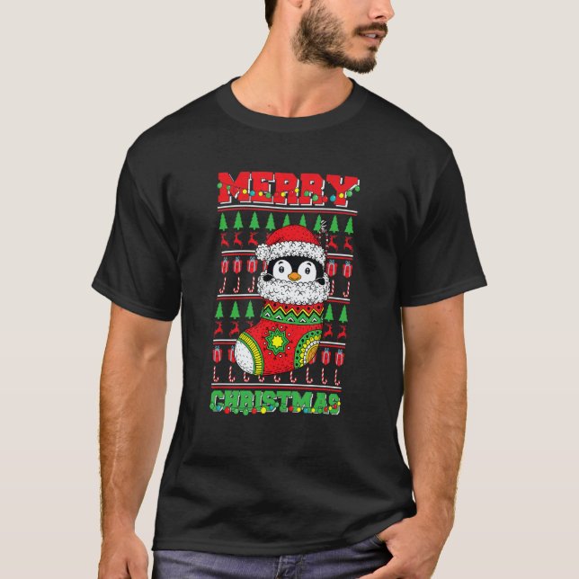 Camiseta Merry Christmas Cute Penguin Ugly Xmas 1 (Anverso)