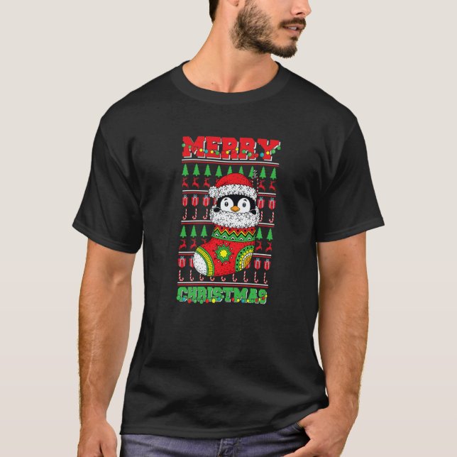 Camiseta Merry Christmas Cute Penguin Ugly Xmas  1 (Anverso)