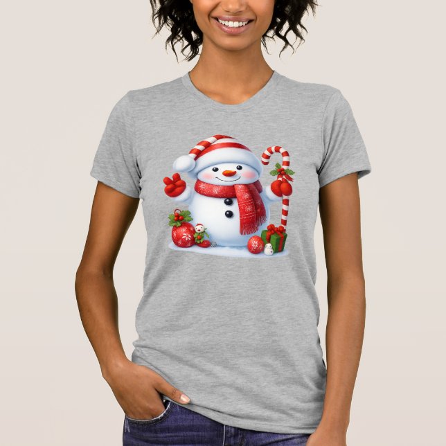 Camiseta Merry Christmas Cute Snowman Illustration Tee (Anverso)