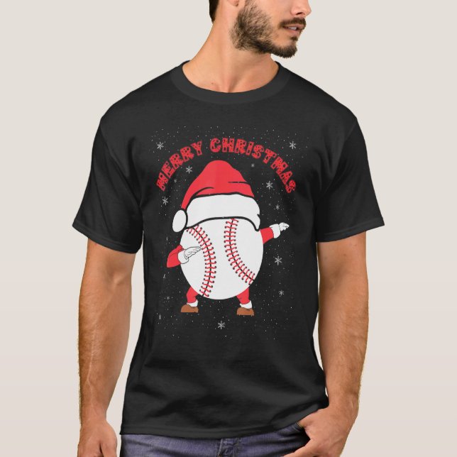 Camiseta Merry Christmas Dabbing Baseball with Xmas Hat   M (Anverso)