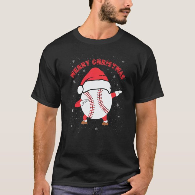 Camiseta Merry Christmas Dabbing Baseball with Xmas Hat  Me (Anverso)