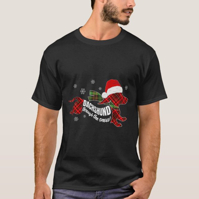 Camiseta Merry Christmas Dachshund Dog Through The Snow Pla (Anverso)