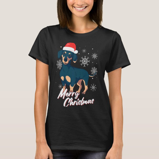 Camiseta Merry Christmas Dachshund Santa Claus Xmas New Yea (Anverso)