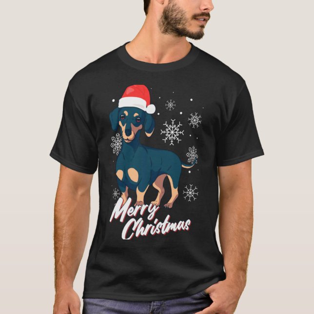 Camiseta Merry Christmas Dachshund Santa Claus Xmas New Yea (Anverso)