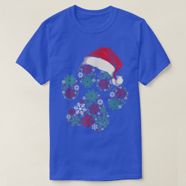 Camiseta Merry Christmas Dog Paws enciende Santa Hat Snowfl (Diseño del anverso)