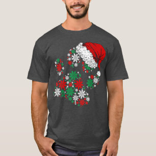 Camiseta Merry Christmas Dog Paws enciende Santa Hat Snowfl