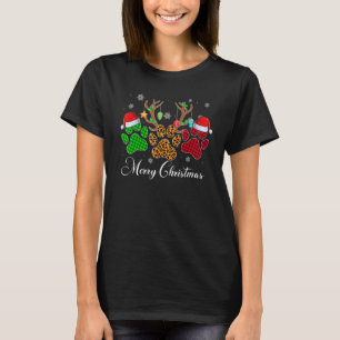 Camiseta Merry Christmas Dog Paws Luce Buffalo Plaid & Le