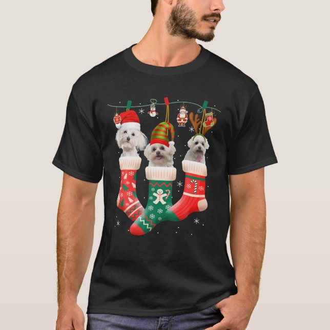 Camiseta Merry Christmas Dog Paws Luces Buffalo Plactado (Anverso)