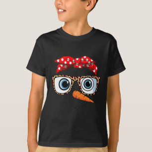 Camiseta Merry Christmas Face Navidades Snowman Leopard Pri