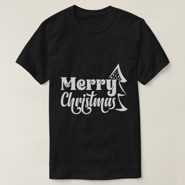 Camiseta Merry Christmas" Festive Tree Typography (Diseño del anverso)
