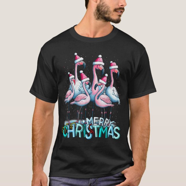 Camiseta Merry Christmas Flamingo Squad Trocal Style  (Anverso)