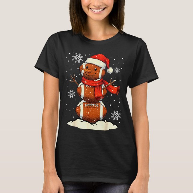 Camiseta Merry Christmas Football Snowman Holiday Srts Xmas (Anverso)