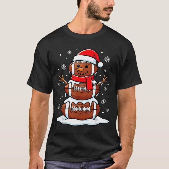 Camiseta Merry Christmas Football Snowman Holiday Srts Xmas (Anverso)
