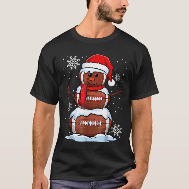 Camiseta Merry Christmas Football Snowman Holiday Srts Xmas (Anverso)