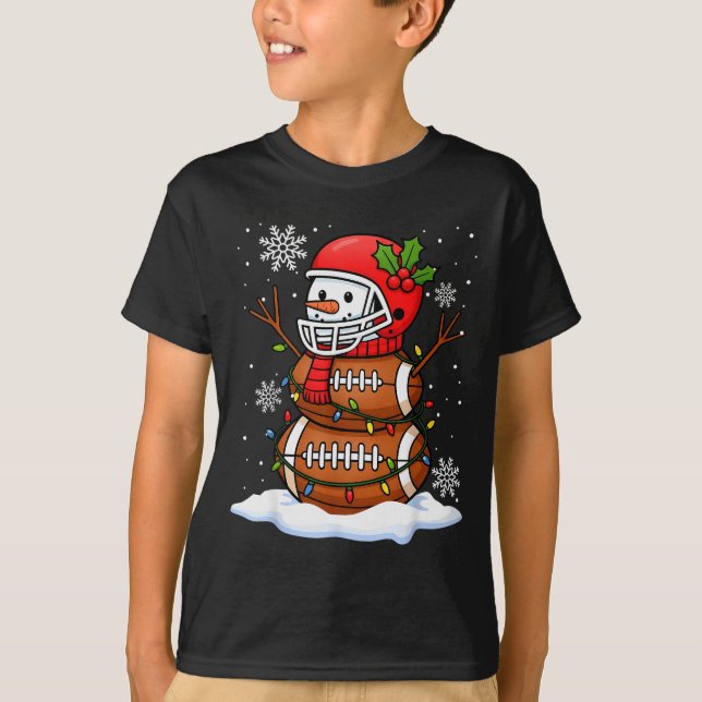 Camiseta Merry Christmas Football Snowman Holiday Srts Xmas (Anverso)