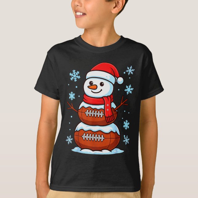 Camiseta Merry Christmas Football Snowman Pajamas Funny Srt (Anverso)