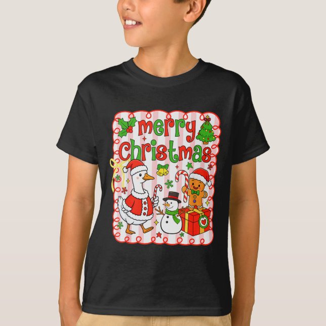 Camiseta Merry Christmas Funny Merry Goosemas Christmas Sil (Anverso)