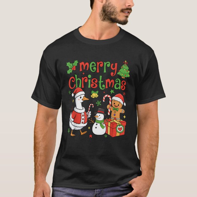 Camiseta Merry Christmas Funny Merry Goosemas Christmas Sil (Anverso)