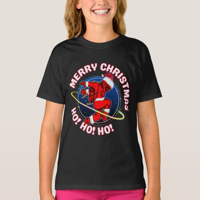 CAMISETA MERRY CHRISTMAS FUNNY SPACE ASTRONAUT (Anverso)