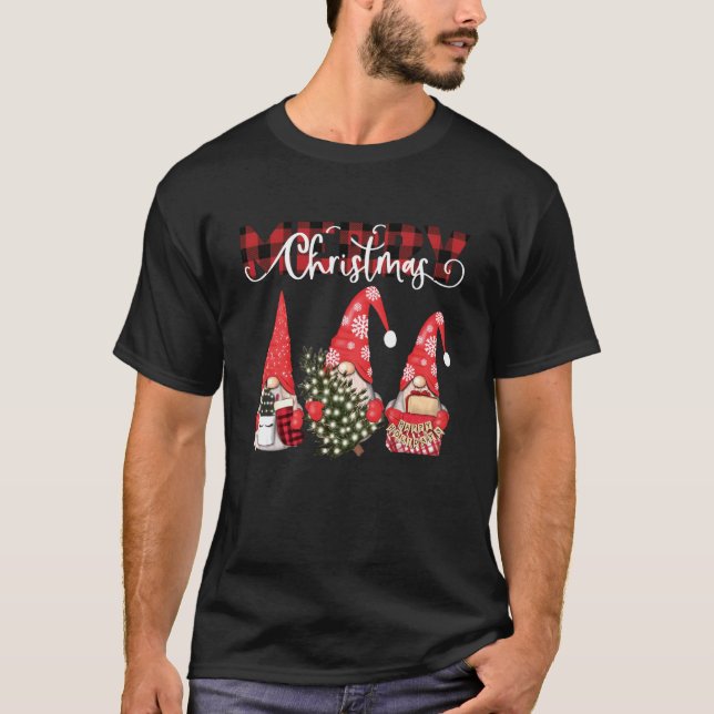 Camiseta Merry Christmas Gnomies Costume Matching Buffalo R (Anverso)
