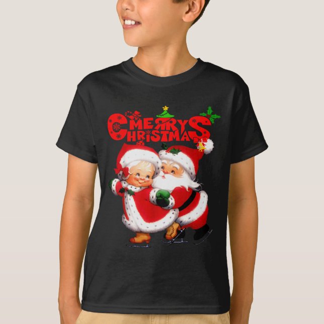 Camiseta Merry Christmas - Happy Cute Mrs Claus And Mr Clau (Anverso)