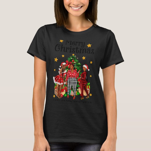 Camiseta Merry Christmas Happy New Year African American Bl (Anverso)