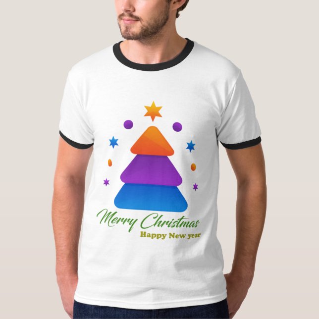 Camiseta Merry Christmas Happy New Year Men’s Ringer T-Shir (Anverso)