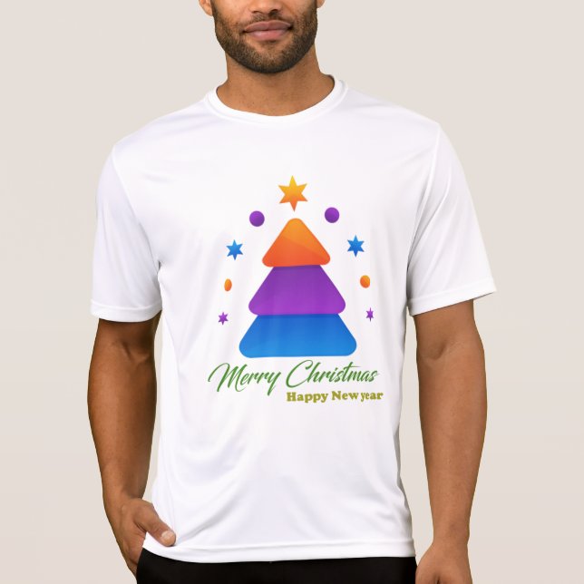Camiseta Merry Christmas Happy New Year Men’s Sport-Tek Com (Anverso)