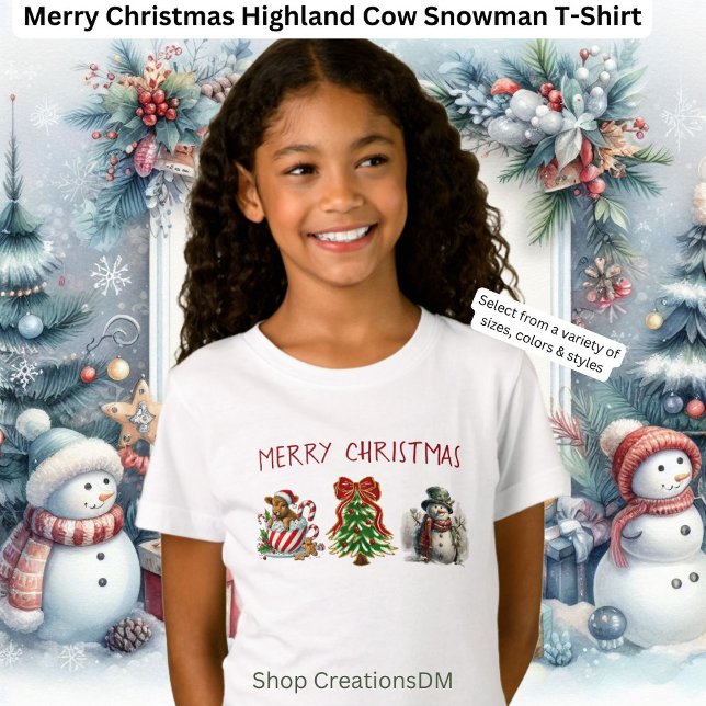 Camiseta Merry Christmas Highland Cow Snowman (Subido por el creador)