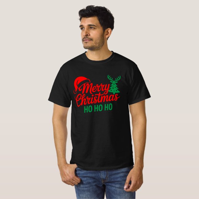 Camiseta Merry Christmas Ho Ho – Festive Holiday Typography (Anverso completo)