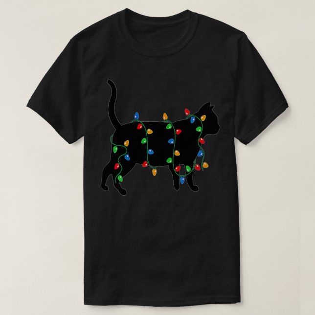 Camiseta Merry Christmas Holiday Tree Enfoca a Cat Kitty (Diseño del anverso)