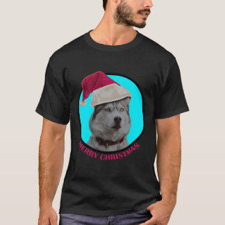 Camiseta Merry Christmas Husky Puppy